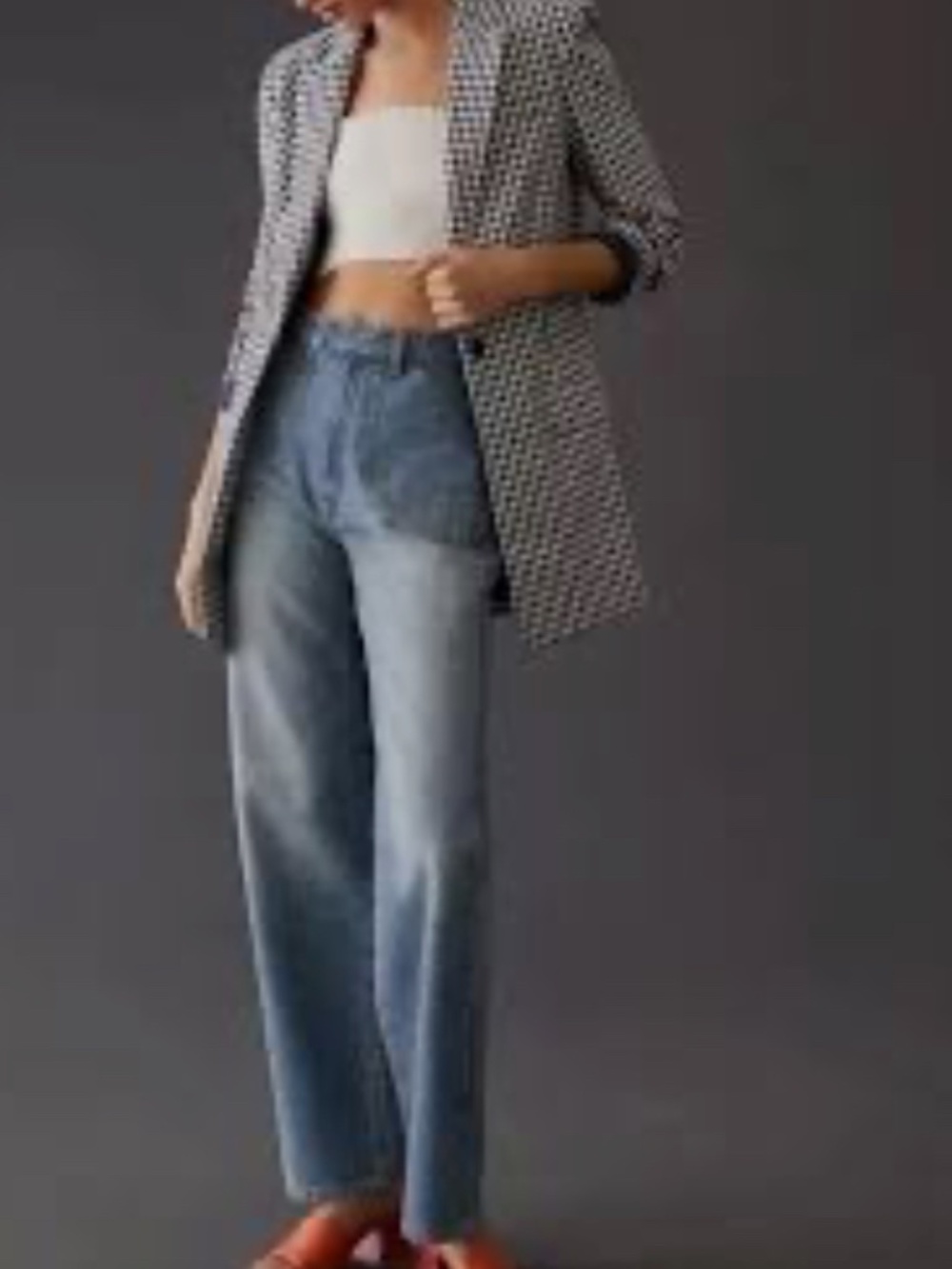 NWT Anthropologie/ Favorite Daughter navy and white check blazer, medium